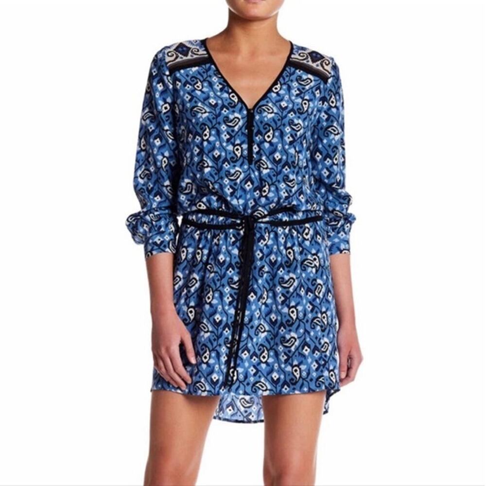 Veronica beard Blue Printed V-Neck Mini Dress